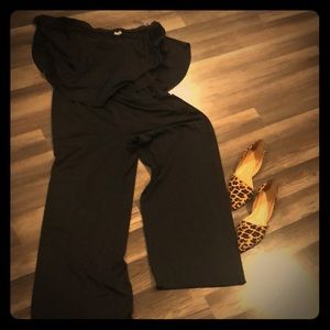 Black Off the shoulder pant romper